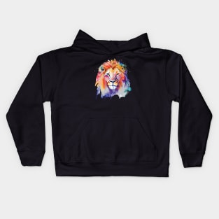 Majestic Lion Watercolor Art Print Kids Hoodie